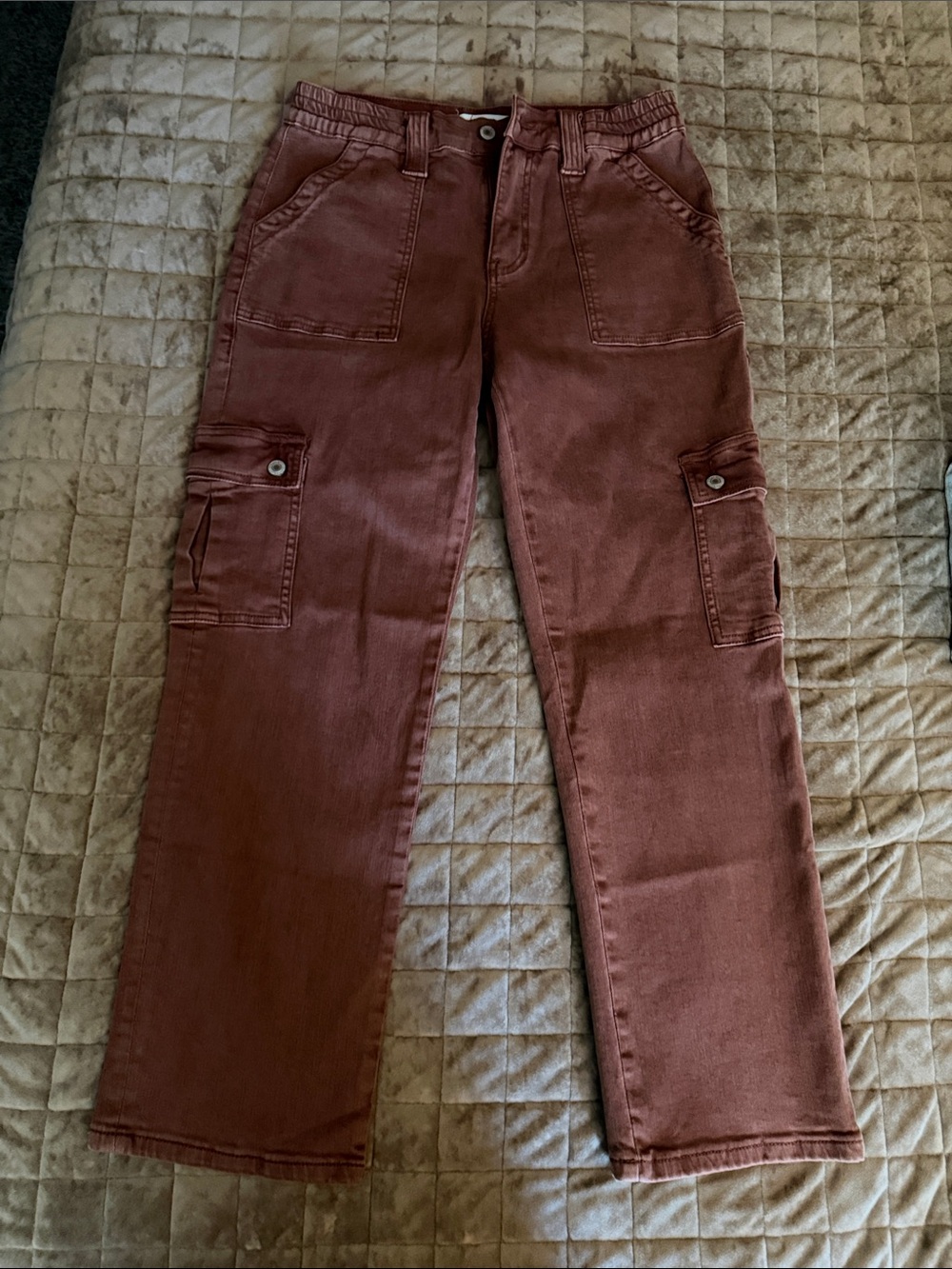 Straight-Leg Cargo Jeans in Rust - Women's Utility Style
